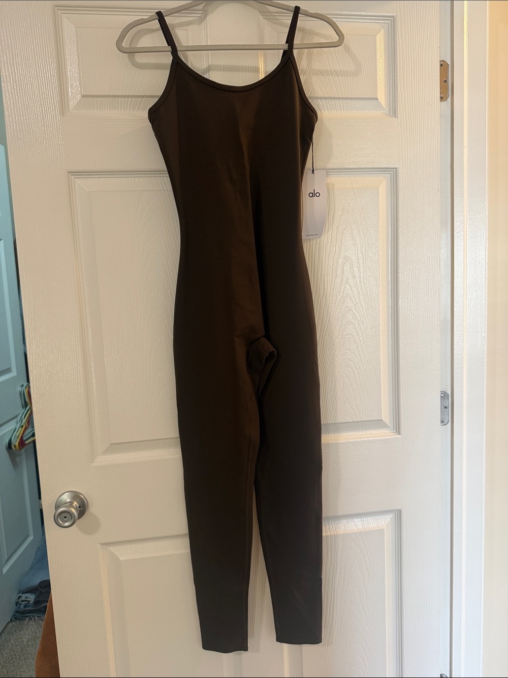 ALO Yoga Airbrush One and Done Onesie in Espresso